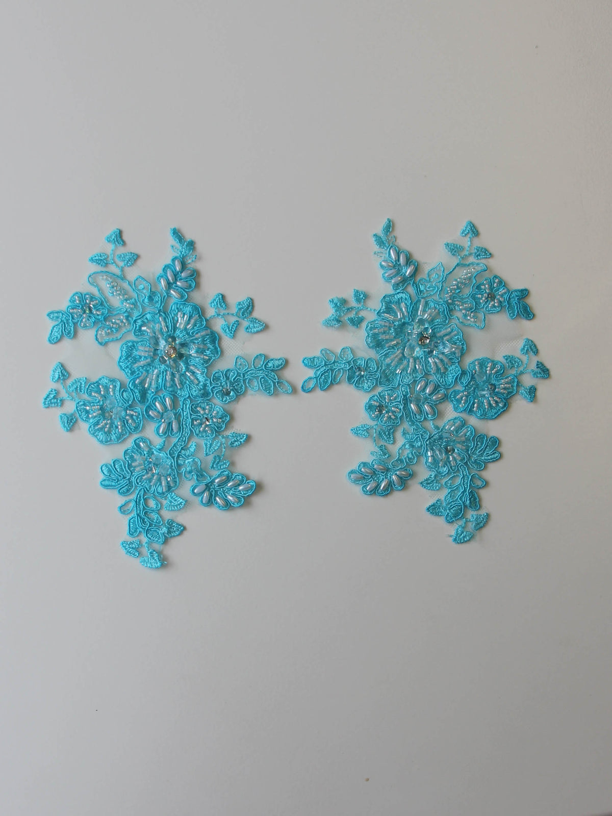 Turquoise Beaded and Corded Lace Appliques - Chelsea