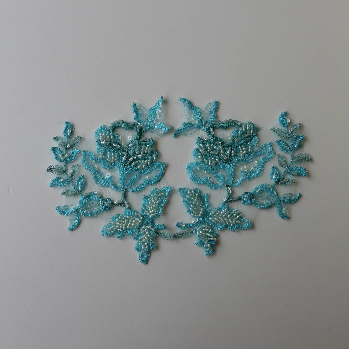 Paradise Blue Beaded Lace Appliques Chloe