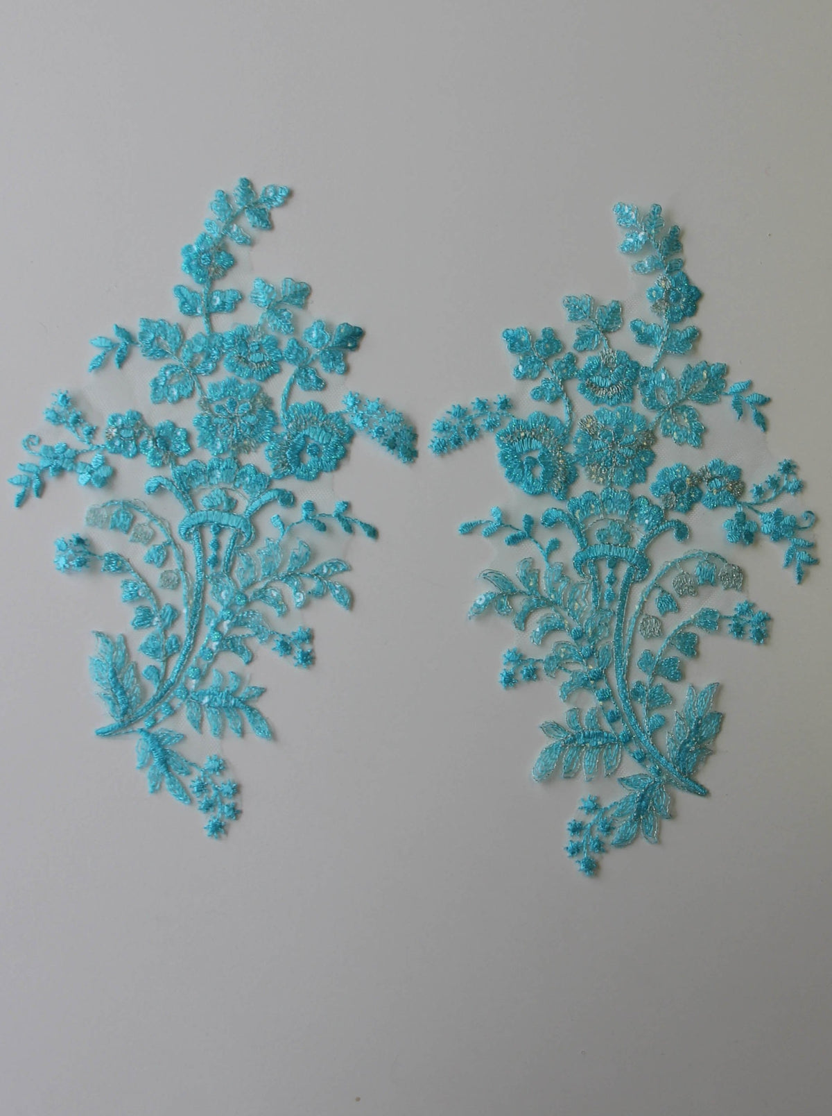 Turquoise Sequinned Lace Appliques - Justine