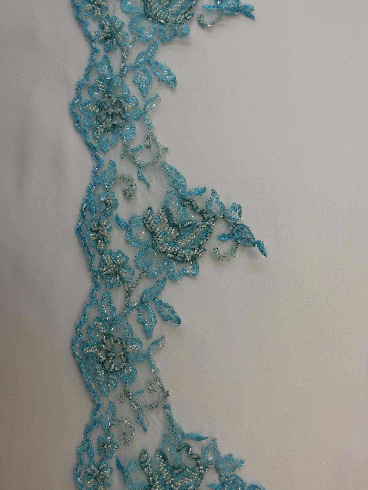 Paradise Blue Lace Trim - Chloe