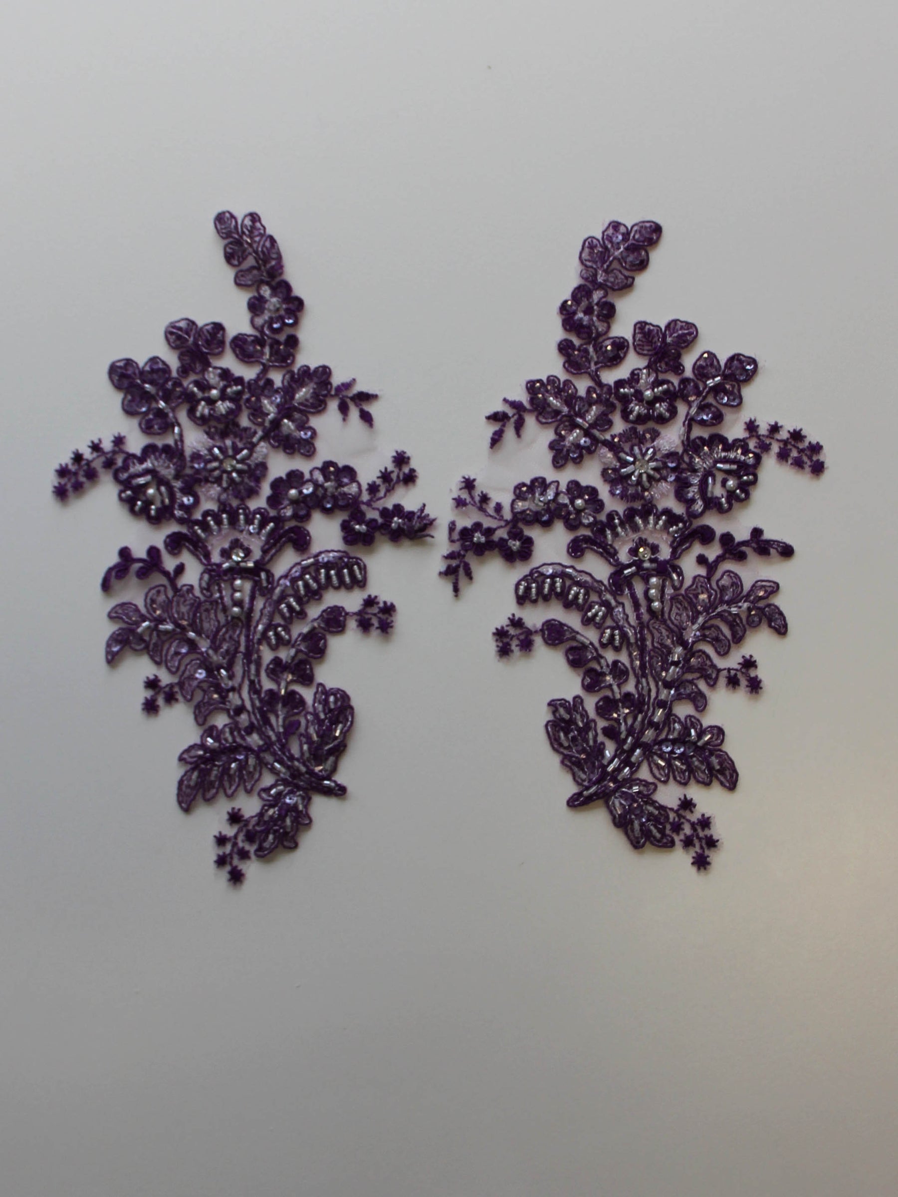 Deep Violet Sequinned Lace Appliques - Justine