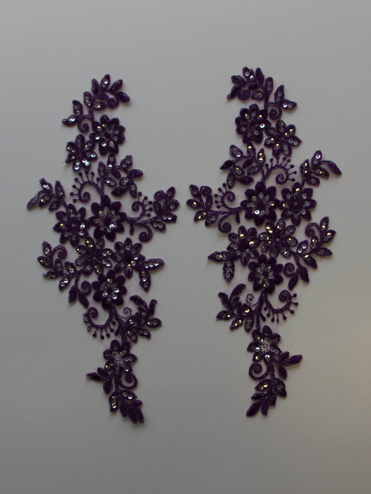 Deep Violet Sequinned Lace Appliques - Erica