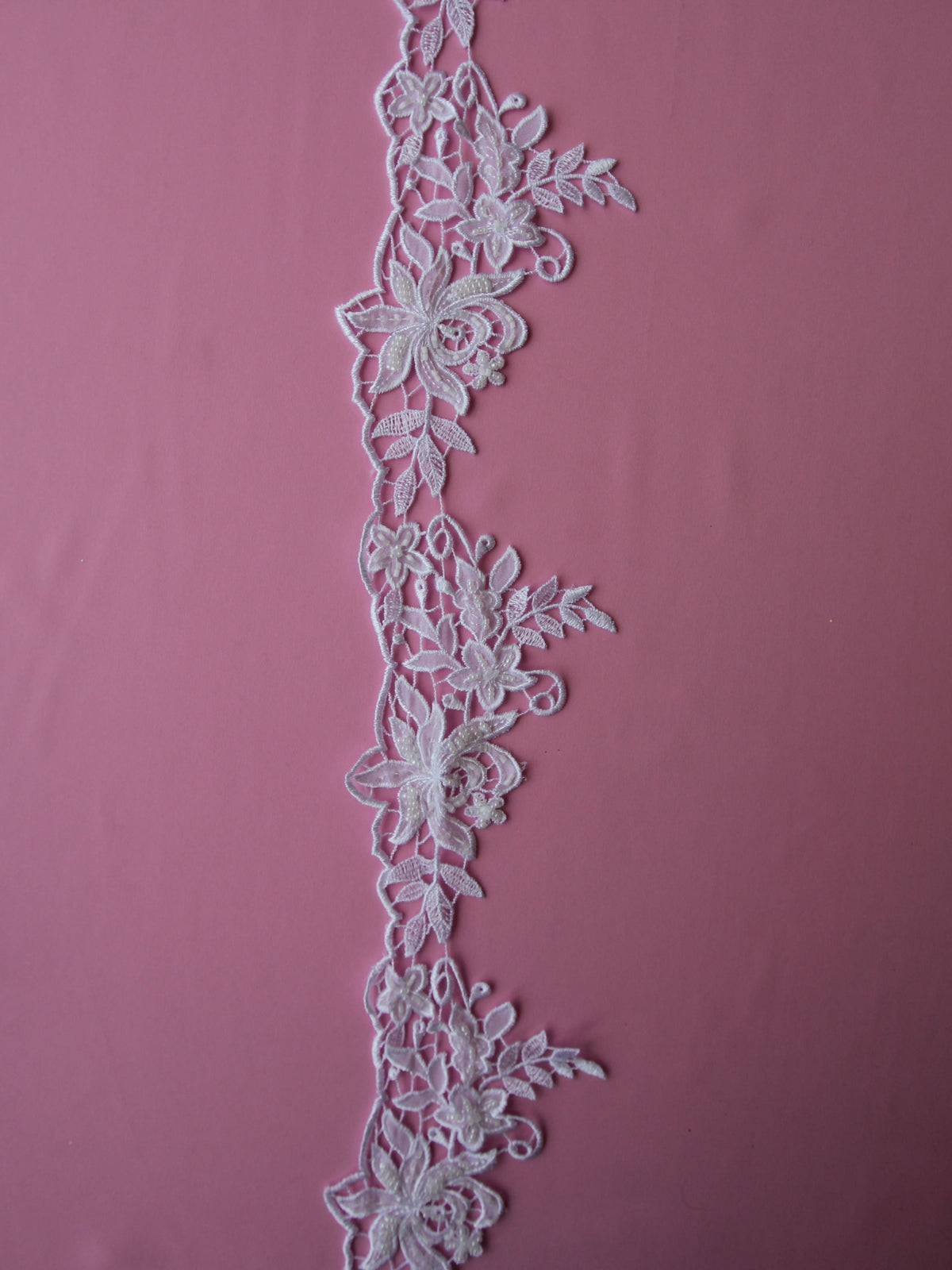 White Beaded Lace Trim - Kimberley