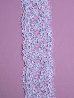 White Corded and Beaded Lace Trim - Heidi