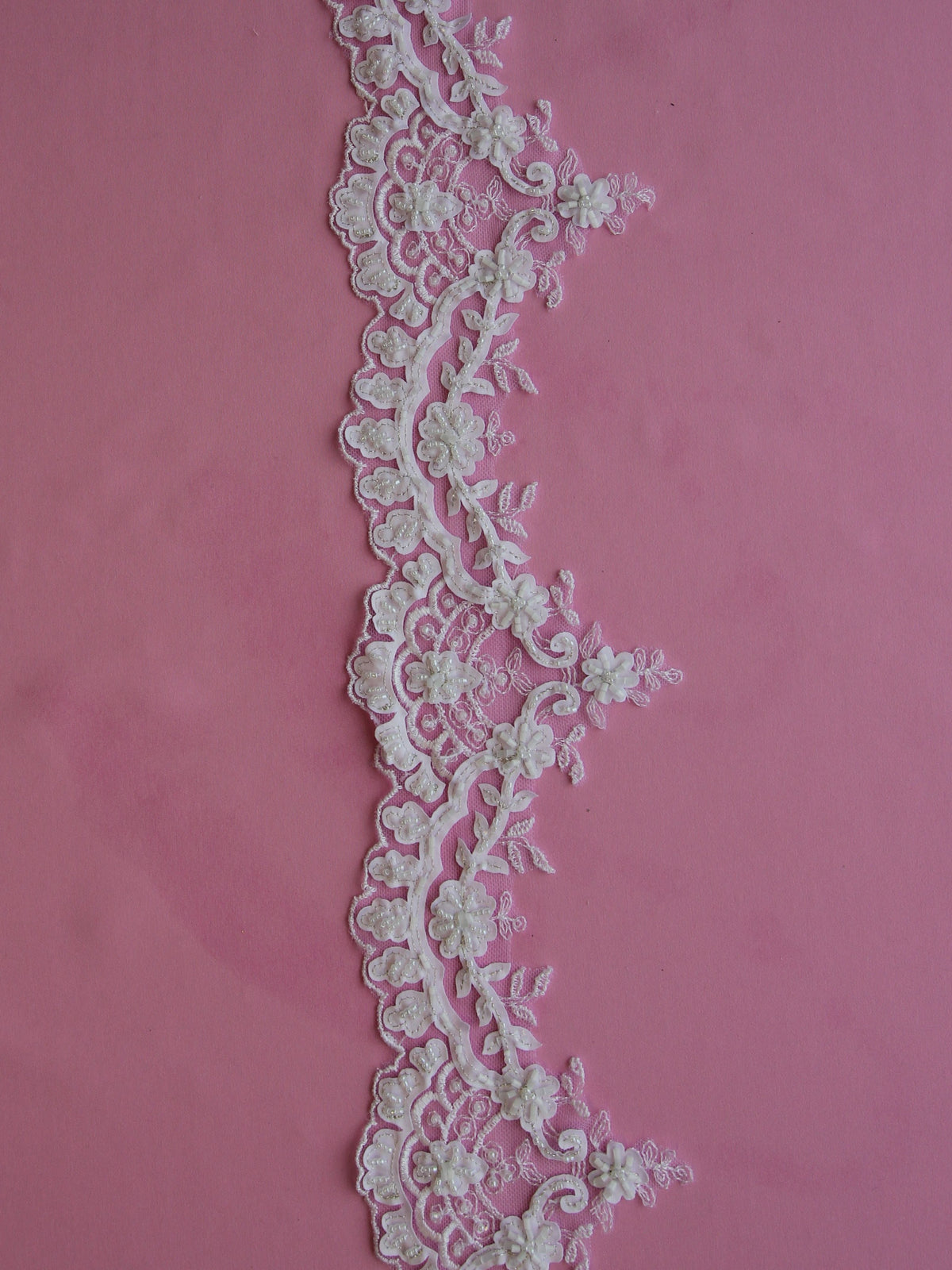 White Beaded Laser Lace Trim - Olivia