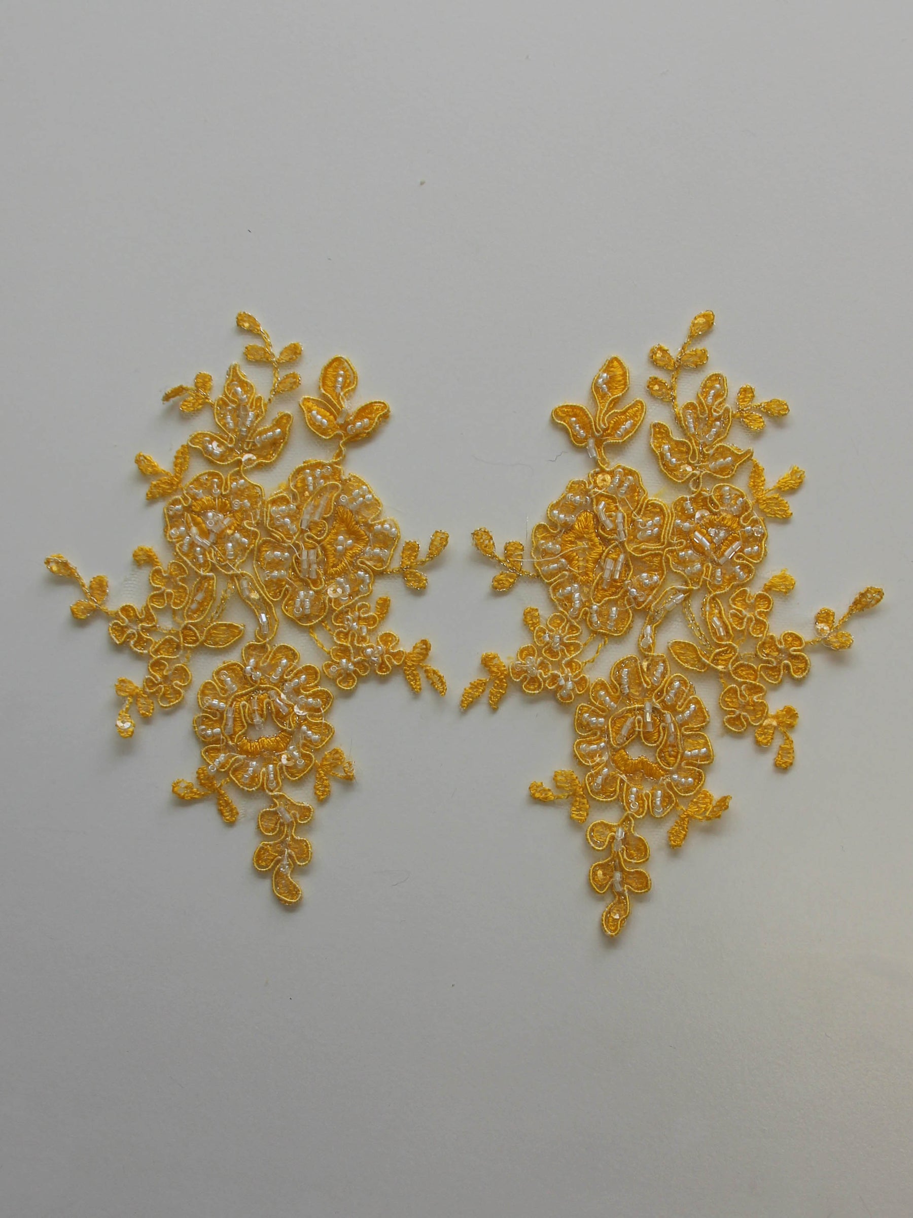 Sunflower Yellow Beaded Lace Appliques - Sophia
