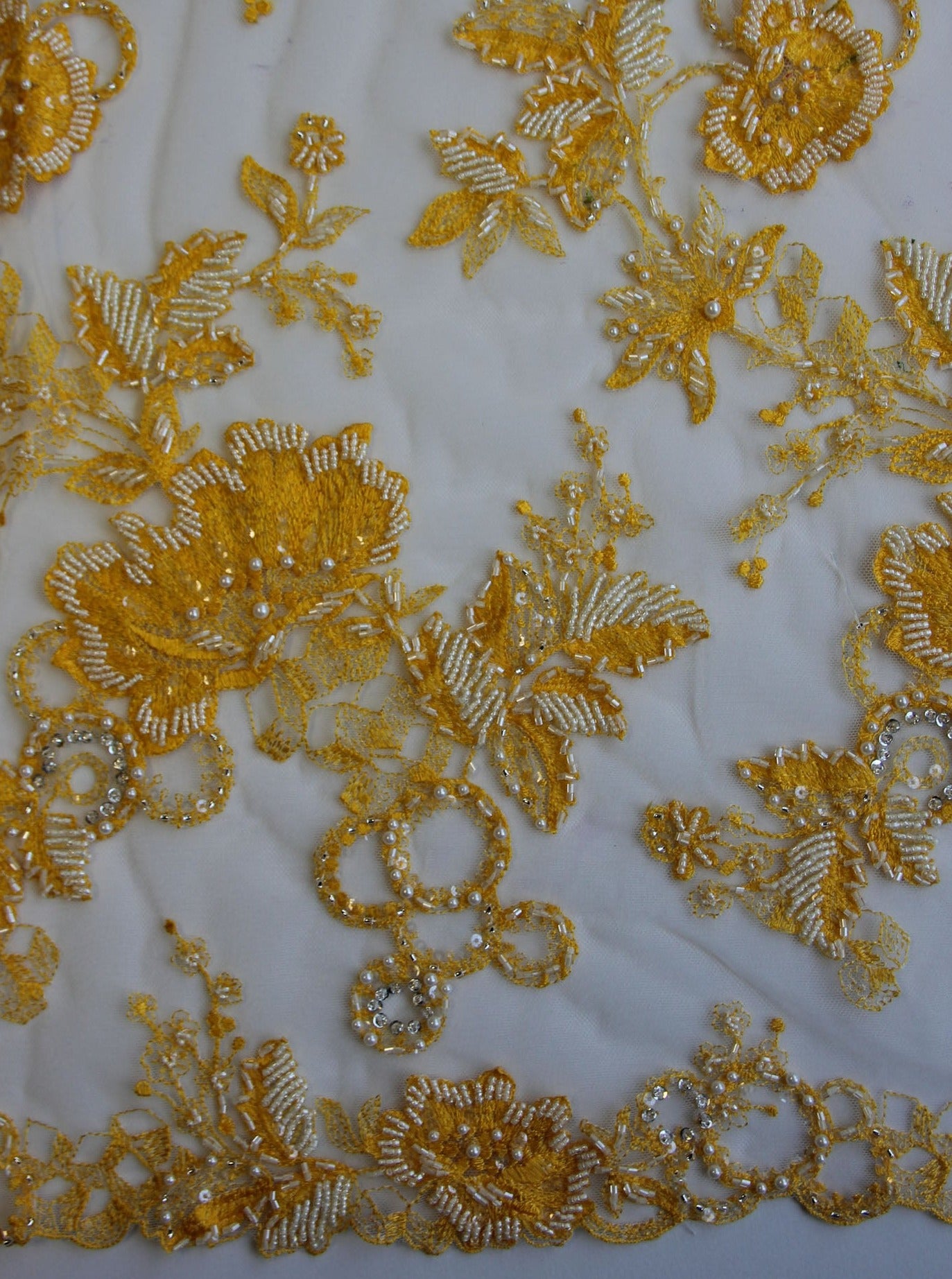 Yellow Ruffle Pattern Lace Yellow Lace - Roberta